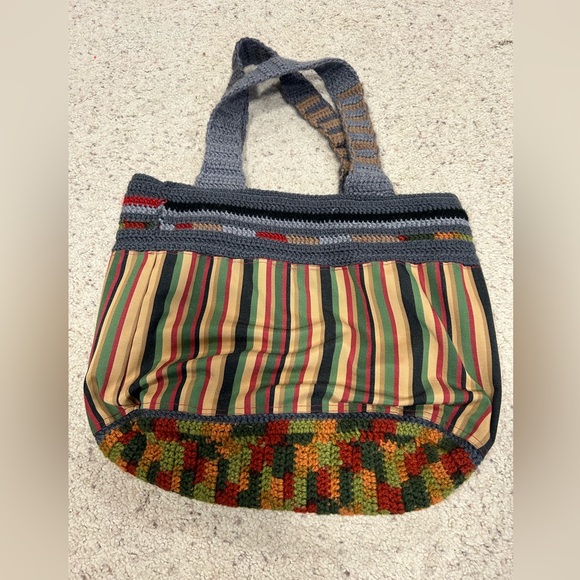 Hand Crafted Handbags - shoulder bag Hand made knitted upcycled shoulder bag